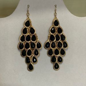 Stunning black and gold chandelier earrings